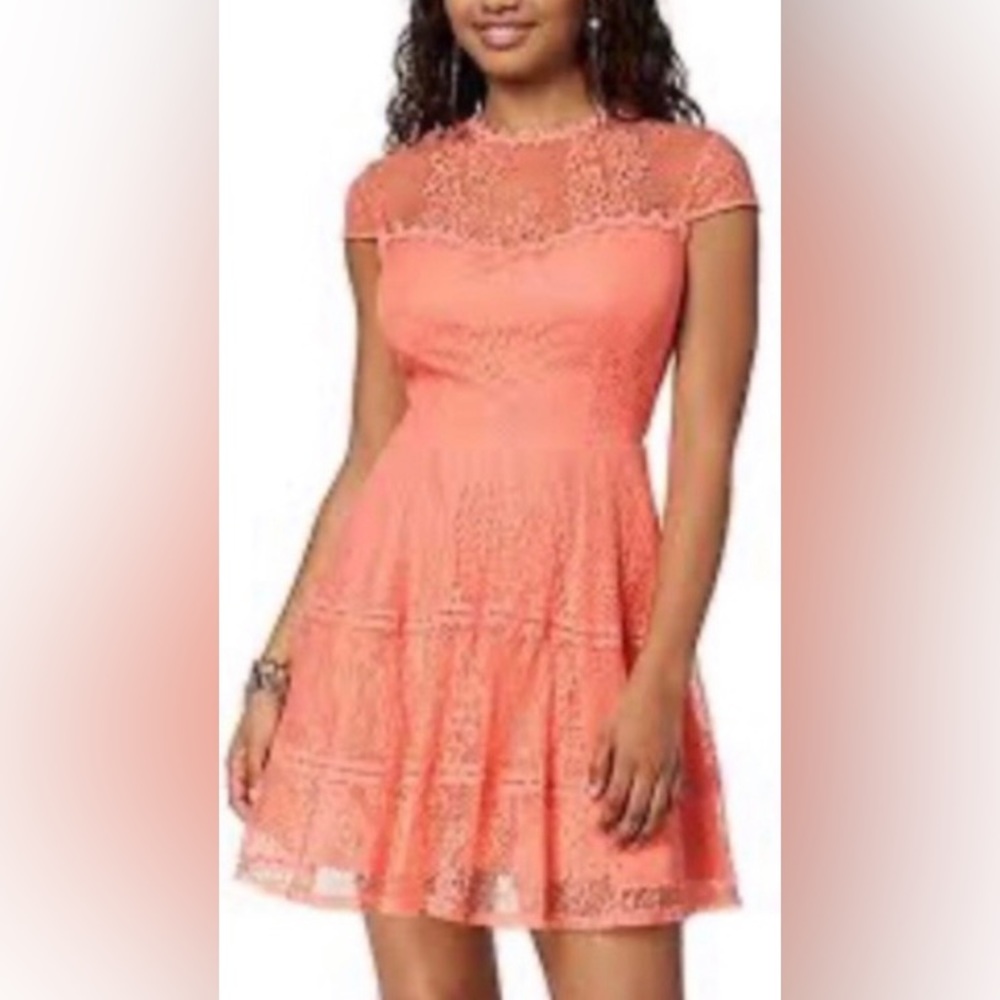 City Studio, Lined Lace Fit and Flare Dress, Size 5